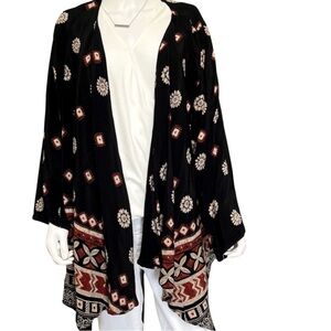 Open Front Print Cape/Cardigan OSFM